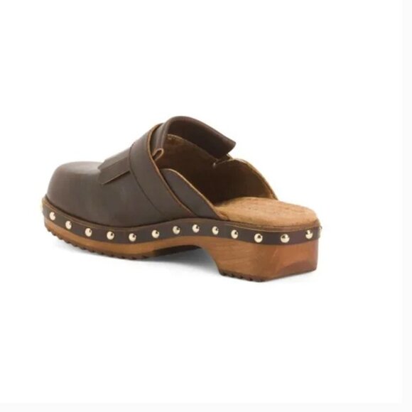 Kelsi Dagger Leather Studded Wooden Bottom Clogs JB Size 6 - Picture 2 of 3